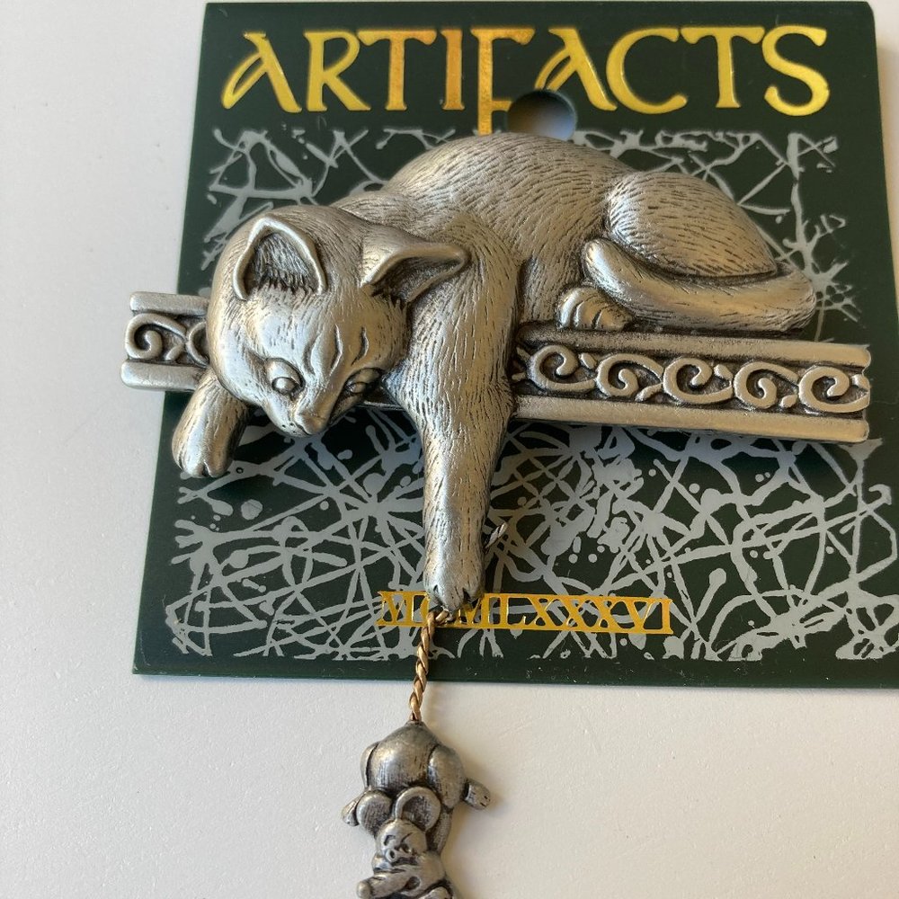 Artifacts cat and mouse brooch